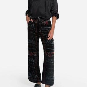 Johnny Was Velvet Belted Pants Zipper Fly
